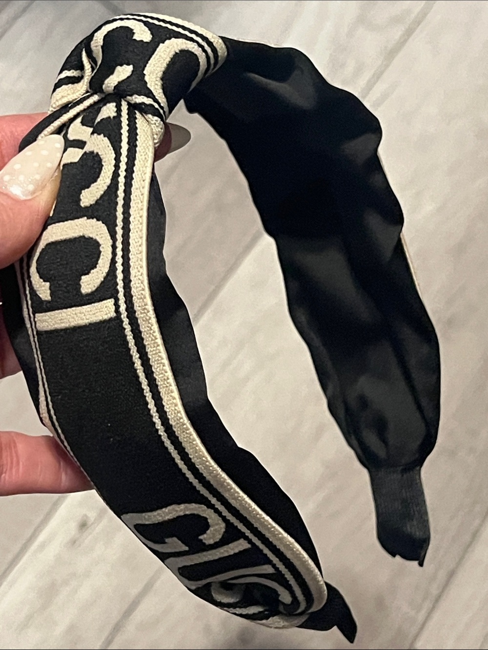 Knotted Black and Cream Patterned Headband